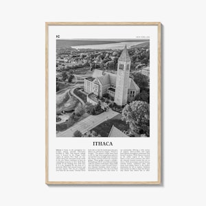 Ithaca Print Black and White, Ithaca Wall Art, Ithaca Poster, Ithaca Photo, Ithaca Wall Décor, New York, USA, United States, North America