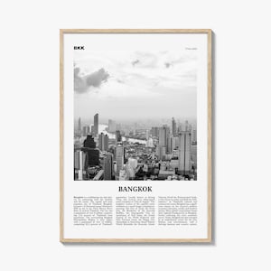 Bangkok Poster Print Black and White, Thailand Travel Wall Art, Krung Thep Decor