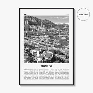 Monaco Poster Print Black and White, Port Hercules Photo, Europe Wall Art image 9