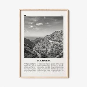 Sa Calobra Print Black and White, Sa Calobra Wall Art, Sa Calobra Poster, Sa Calobra Photo, Sa Calobra Wall Décor, Sa Calobra Map, Spain