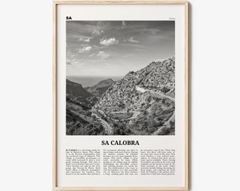 Sa Calobra Print Black and White, Sa Calobra Wall Art, Sa Calobra Poster, Sa Calobra Photo, Sa Calobra Wall Décor, Sa Calobra Map, Spain