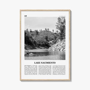 Impresión del Lago Nacimiento en blanco y negro, Arte de la pared del Lago Nacimiento, Cartel del Lago Nacimiento, Foto del Lago Nacimiento, Decoración de la pared del Lago Nacimiento