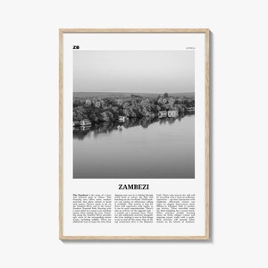 Zambezi Print Black and White, Zambezi Wall Art, Zambezi Poster, Zambezi Photo, Zambezi Wall Décor, Zambezi Map, Africa