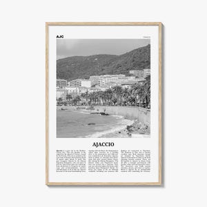 Ajaccio Print schwarz weiß, Ajaccio Wandkunst, Ajaccio Poster, Ajaccio Foto, Ajaccio Wanddekor, Ajaccio Karte, Frankreich
