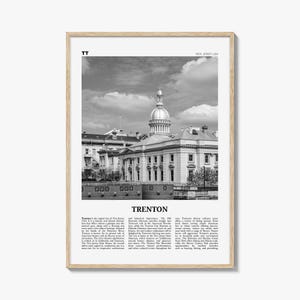 Trenton Print Black and White, Trenton Wall Art, Trenton Poster, Trenton Photo, Trenton Wall Décor, Trenton Map, New Jersey, USA