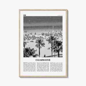 Clearwater-afdruk zwart-wit, Clearwater-muurkunst, Clearwater-poster, Clearwater-foto, Clearwater-decor, Florida, VS, Verenigde Staten