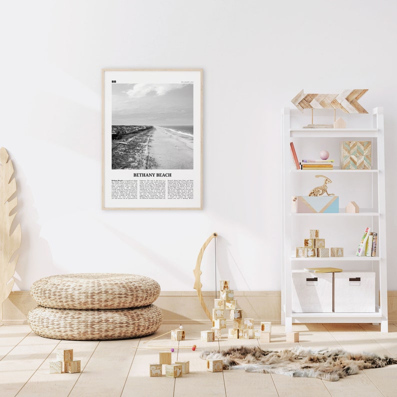 Bethany Beach Print Black and White Bethany Beach Wall Art Etsy