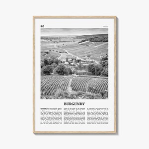 Burgund Print Schwarz weiß, Burgund Wandkunst, Burgund Poster, Burgund Foto, Burgund Wanddekor, Burgund Karte, Frankreich