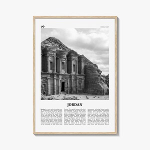 Stampa della Giordania in bianco e nero, Arte della parete della Giordania, Poster della Giordania, Foto della Giordania, Decorazione della parete della Giordania, المملكة الأردنية الهاشمية Amman, Medio Oriente