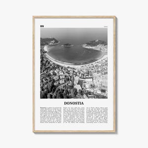 Donostia Poster Schwarz Weiß, San Sebastián Wand Kunst, San Sebastián Poster, Donostia, Baskenland, Spanien, España, Europa
