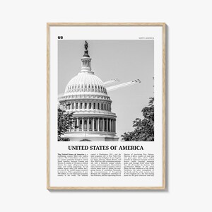 Vereinigte Staaten von Amerika Poster schwarz weiß Nr. 2, USA Wandkunst, Vereinigte Staaten Poster, USA, US, Amerika, Vereinigte Staaten