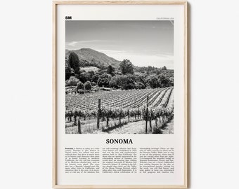 Sonoma Print Black and White, Sonoma Wall Art, Sonoma Poster, Sonoma Photo, Sonoma Wall Decor, California, USA, United States, North America