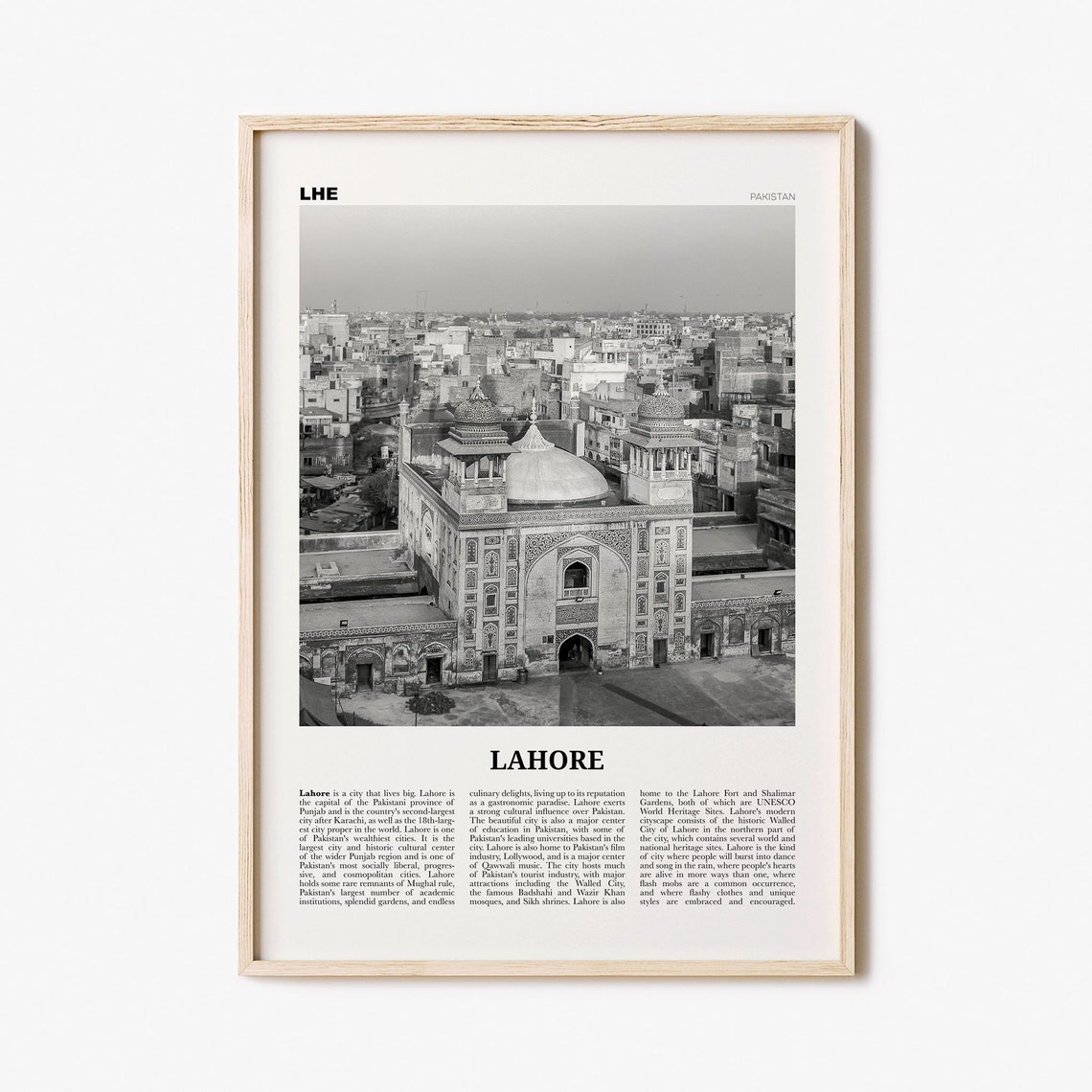 Lahore Print Black and White Town Lahore Wall Art Lahore Etsy