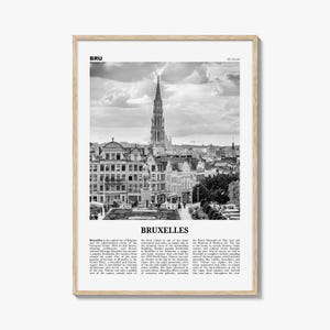 Bruxelles Print Black and White, Bruxelles Wall Art, Bruxelles Poster, Bruxelles Photo, Bruxelles Wall Décor, Bruxelles Map, Belgium