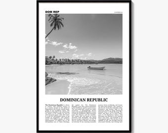 Dominican Republic Poster, Black and White Photo Print, Travel Newspaper Wall Art, Home Decor