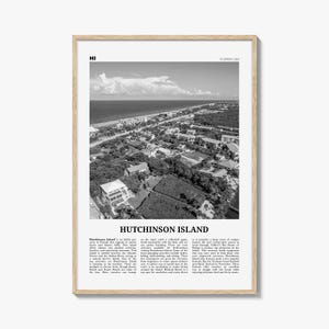 Hutchinson Island Poster Schwarzweiß, Hutchinson Island Wandkunst, Hutchinson Island Poster, Hutchinson Island Foto, Hutchinson Karte