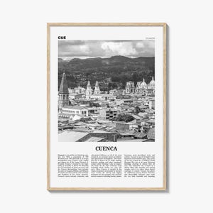 Cuenca Poster Print Black and White, Ecuador Travel Wall Art, South America Decor