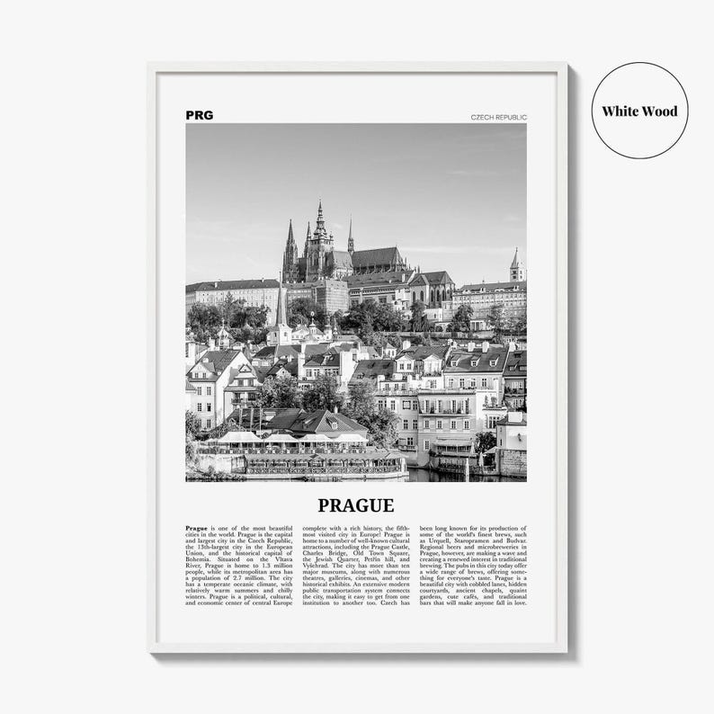 Prague Poster Print Black and White, Prague Castle Photo, Czech Republic Wall Art image 8