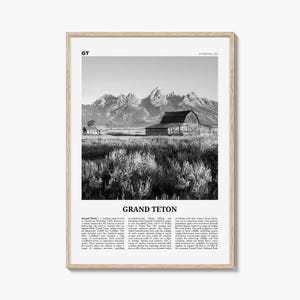 Grand Teton National Park Druck schwarz und weiß Nr. 2, Grand Teton Wandkunst, Grand Teton Poster, Grand Teton Foto, Wyoming, USA