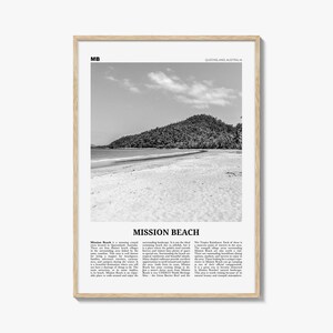 Mission Beach Druck Schwarzweiß Queensland, Mission Beach Wandkunst, Mission Beach Poster, Mission Beach Foto, Australien