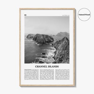 Póster impreso en blanco y negro de las Islas del Canal, arte mural de viajes por California, fotografía de parques nacionales imagen 6