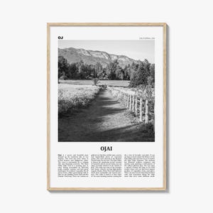Ojai Print Black and White, Ojai Wall Art, Ojai Poster, Ojai Photo, Ojai Wall Décor, California, USA, United States
