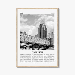 シンシナティ・プリント白黒No.2、シンシナティ・ウォールアート、シンシナティ・ポスター、シンシナティ・フォト、オハイオ州、アメリカ合衆国、北アメリカ