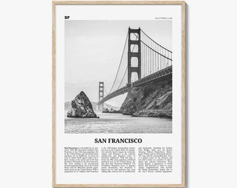 San Francisco print zwart-wit nr. 1, San Francisco Wall Art, San Francisco poster, San Francisco Photo, Golden Gate Bridge, Californië