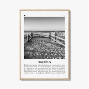 New Jersey print zwart-wit nr. 2, New Jersey kunst aan de muur, New Jersey poster, New Jersey foto, New Jersey wanddecoratie, New Jersey kaart
