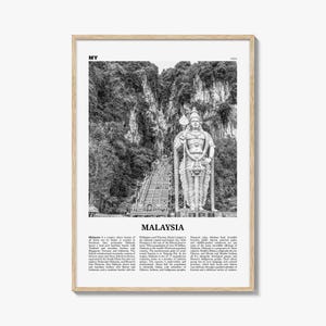 Malaysia Poster Print Black and White, Batu Caves Photo, Southeast Asia Wall Art