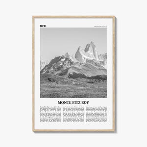 Monte Fitz Roy Druck Schwarzweiß, Mount Fitz Roy Wandkunst, Mount Fitz Roy Foto, Monte Fitz Roy, Cerro Chaltén, Cerro Fitz Roy