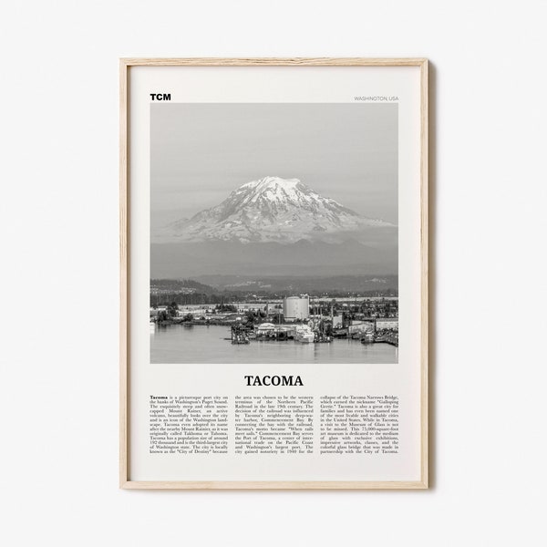 Tacoma Print Black and White, Tacoma Wall Art, Tacoma Poster, Tacoma Photo, Tacoma Wall Décor, Washington, USA, United States, North America