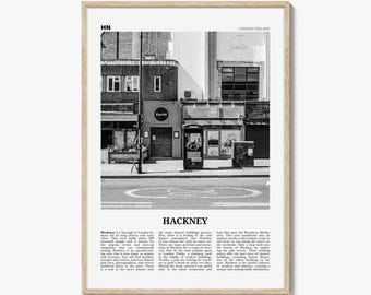 Hackney Poster Print Black and White, England Travel Wall Art, London Urban Decor