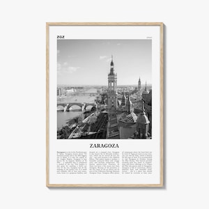 Zaragoza Poster Schwarzweiß, Zaragoza Wandkunst, Zaragoza Poster, Zaragoza Foto, Zaragoza Wanddekor, Aragon, Saragossa, Spanien, España