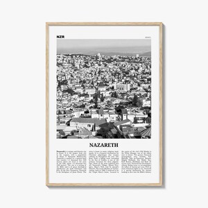 Nazareth Print Schwarzweiß Nr. 1, Nazareth Wandkunst, Nazareth Poster, Nazareth Foto, Nazareth Wanddekor, an-Nāṣira, Natzrat, Israel