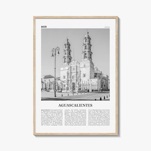 Aguascalientes Poster Print Black and White, Cathedral Basilica Photo, Mexico Travel Wall Art