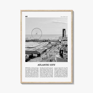 Atlantic City Poster Print Black and White, Ferris Wheel Photo, New Jersey Travel Wall Art, AC Coastal Decor
