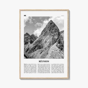 Stampa della Riunione in bianco e nero, Arte della parete della Riunione, Poster della Riunione, Foto della Riunione, Decorazione della parete della Riunione, Riunione, La Riunione, Île Bourbon, Africa