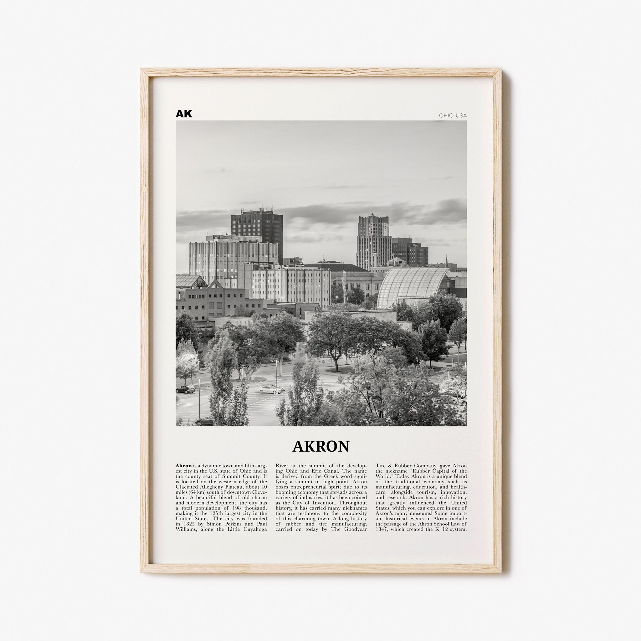 Akron Print Black and White Akron Wall Art Akron Poster - Etsy