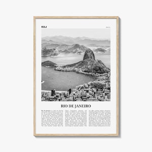 Rio de Janeiro Poster Print Black and White, Sugarloaf Mountain Photo, Brazil Wall Art