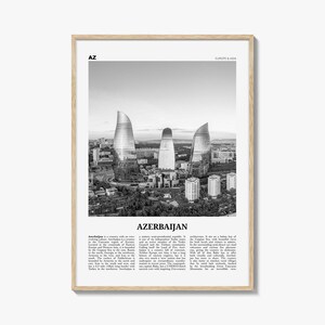 Stampa dell'Azerbaijan in bianco e nero, Arte murale dell'Azerbaijan, Poster dell'Azerbaijan, Foto dell'Azerbaijan, Decorazione murale dell'Azerbaijan, Azərbaycan, Baku, Asia