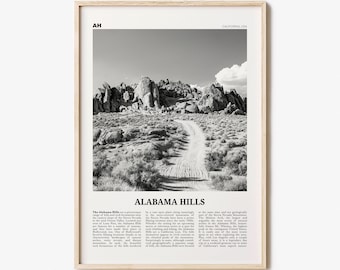 Alabama Hills Druck schwarz und weiß, Alabama Hills Wandkunst, Alabama Hills Poster, Alabama Hills Foto, Alabama Hills Wanddekoration, Kalifornien