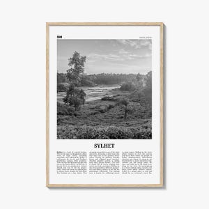 Sylhet Poster Print Black and White, Tea Gardens Photo, Bangladesh Travel Wall Art