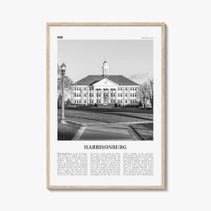 Harrisonburg Print Black and White, Harrisonburg Wall Art, Harrisonburg Poster, Harrisonburg Photo, Harrisonburg Map, Virginia, USA