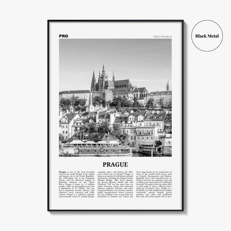 Prague Poster Print Black and White, Prague Castle Photo, Czech Republic Wall Art image 9