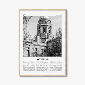 Wyoming Print Black and White No 3, Wyoming Wall Art, Wyoming Poster, Wyoming Photo, Wyoming Wall Décor, Wyoming Map, United States