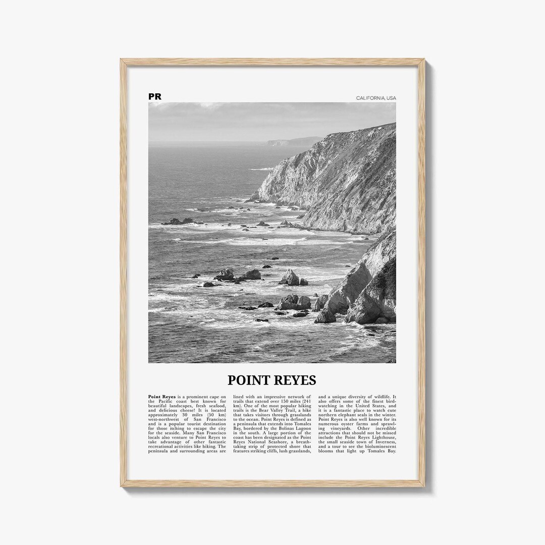 Point Reyes Poster Point Reyes Poster Print Black and White, California Travel Wall Art ...