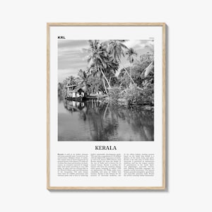 Kerala Print Black and White, Kerala Wall Art, Kerala Poster, Kerala Photo, Kerala Wall Décor, India