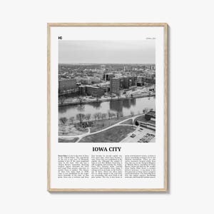 Impressão em preto e branco de Iowa City, arte de parede de Iowa City, pôster de Iowa City, foto de Iowa City, decoração de parede de Iowa City, Iowa, EUA, Estados Unidos