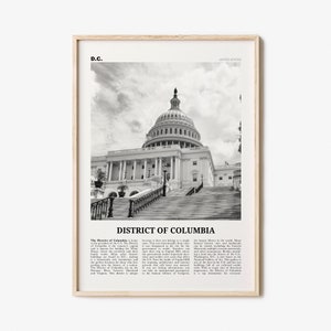 District of Columbia Print Black and White, District of Columbia  Wall Art, District of Columbia Poster,  District of Columbia Photo, DC